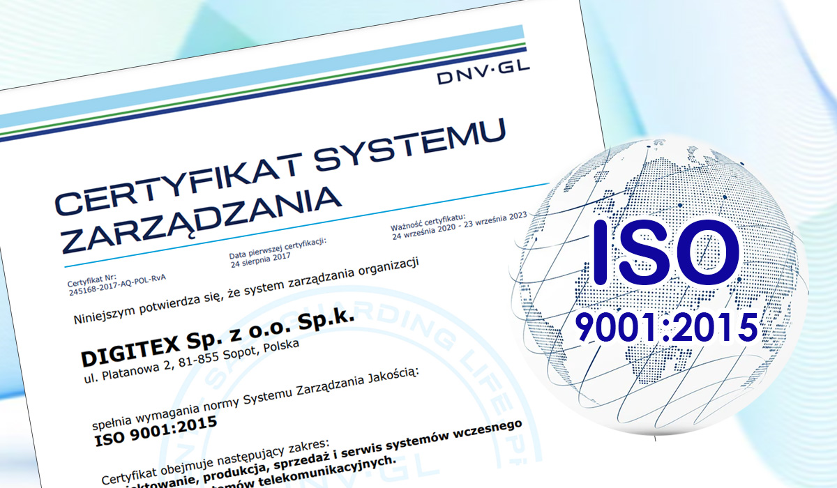 Digitex соответствует стандарту ISO 9001:2015